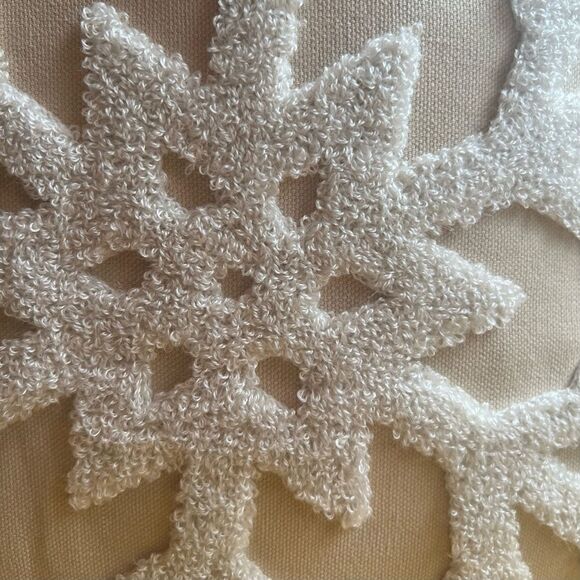 Tufted Snowflake Embroidered Pillow Cover - Cozy, Neutral Holiday Decor - Picture 2 of 4